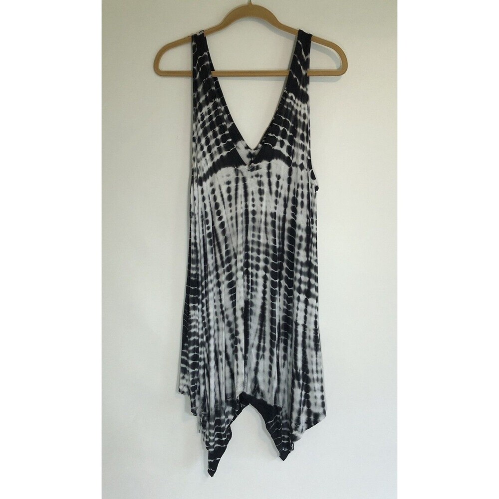 URBAN X  Tie-Dyed Tank Swing Dress Black/White Size L EUC Beach Cruise Vacation